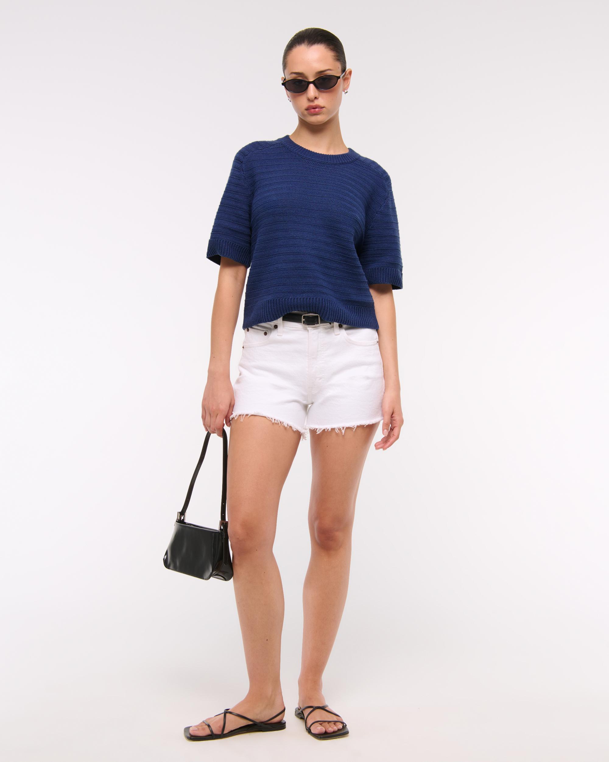The A&F Madeline Textural Crew Sweater Tee Product Image