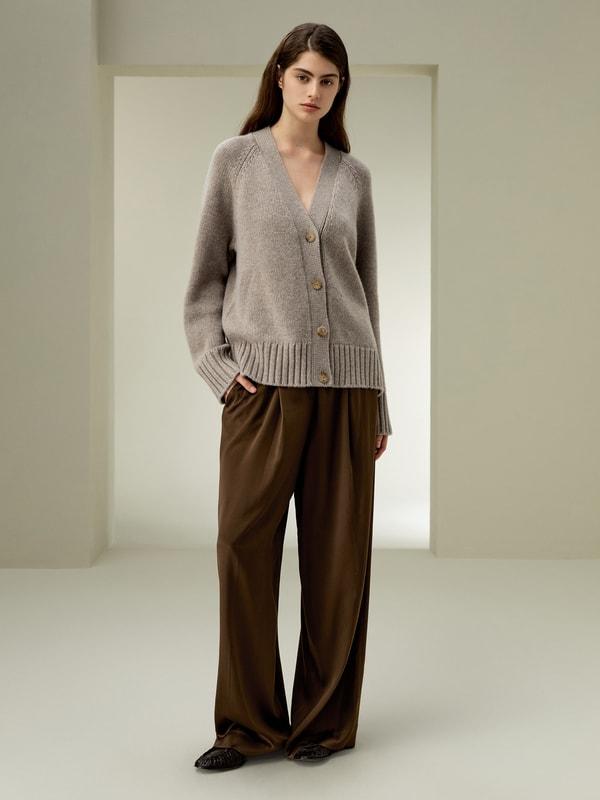 Chunky Knit Wool Cashmere Blend Cardigan Product Image