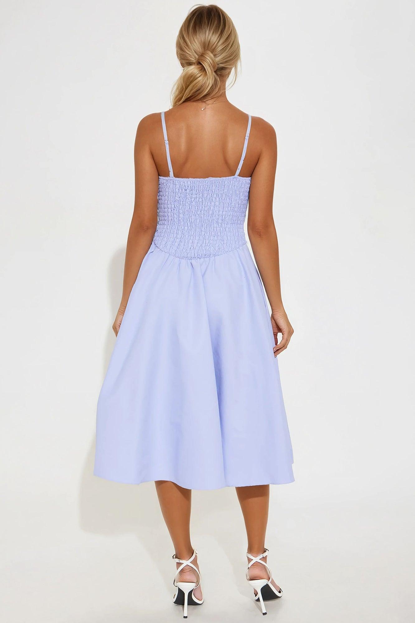 Tia Smocked Midi Dress - Lavender Product Image