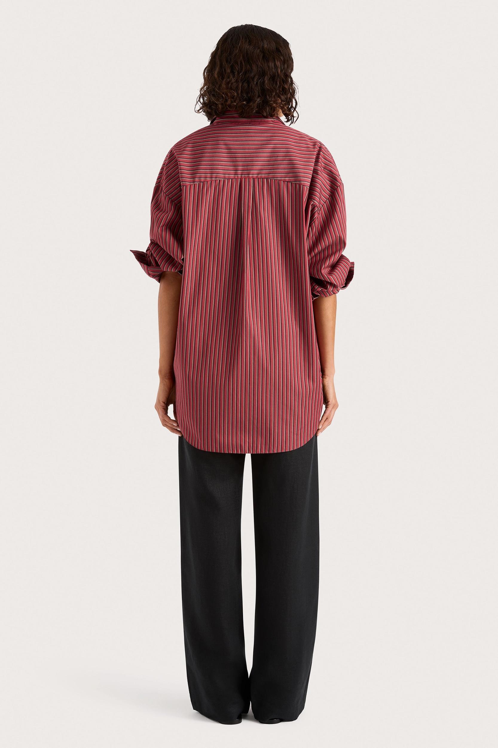 Freja Shirt Wine Stripe - Final Sale Product Image