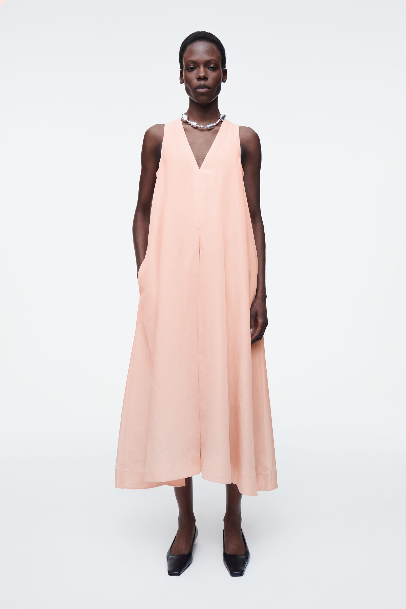 A-LINE LINEN-BLEND MAXI DRESS Product Image