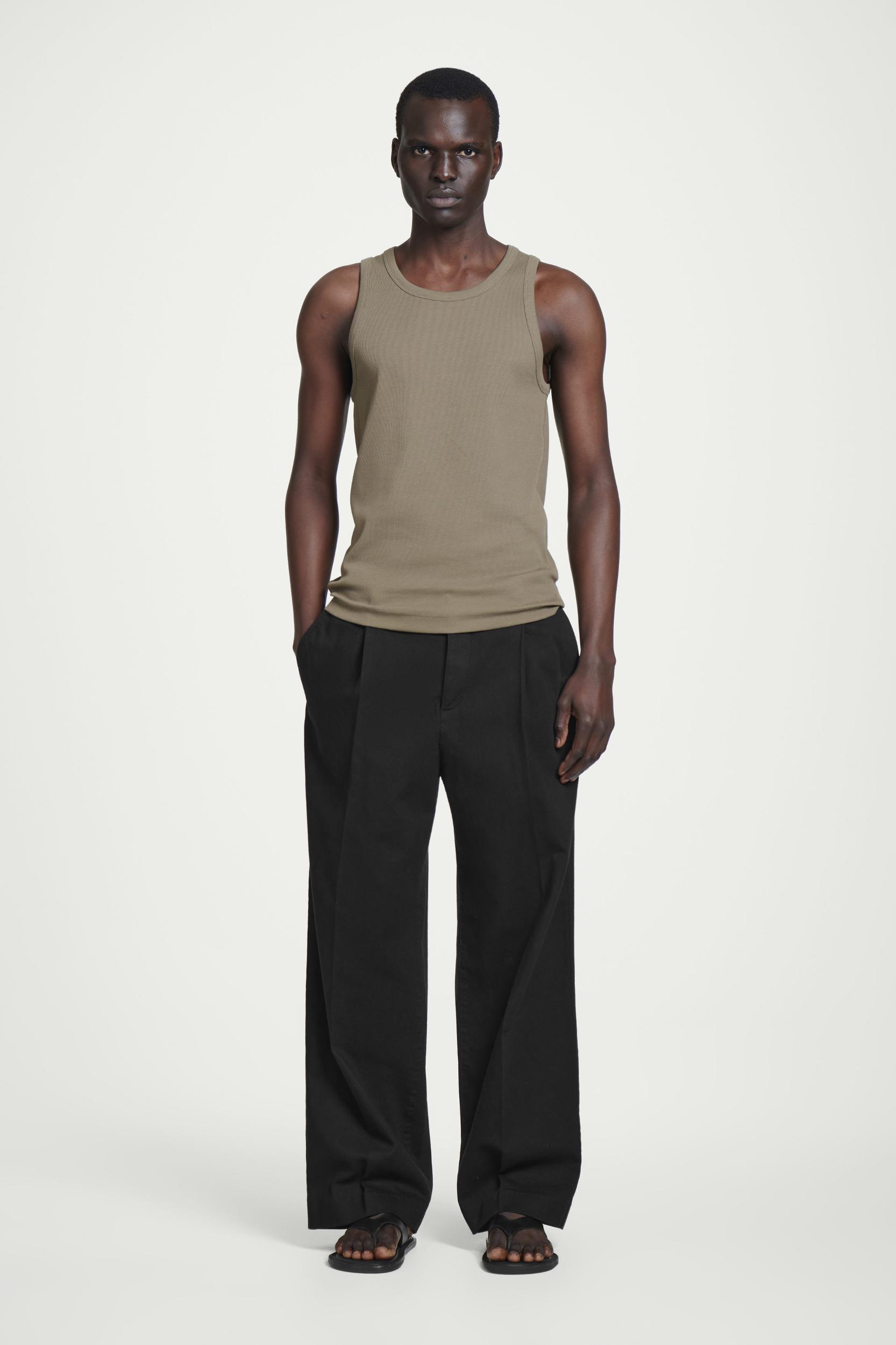 SLIM RIBBED COTTON TANK TOP Product Image