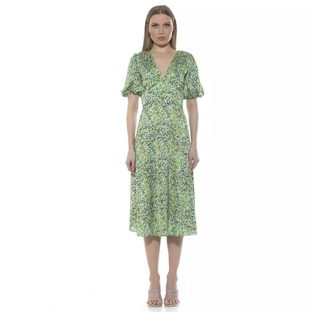 Women's ALEXIA ADMOR Puff-Sleeve Fit & Flare Dress,  Product Image