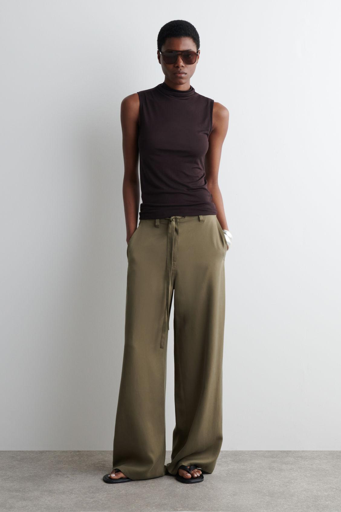 TIE-DETAIL WIDE-LEG PANTS Product Image