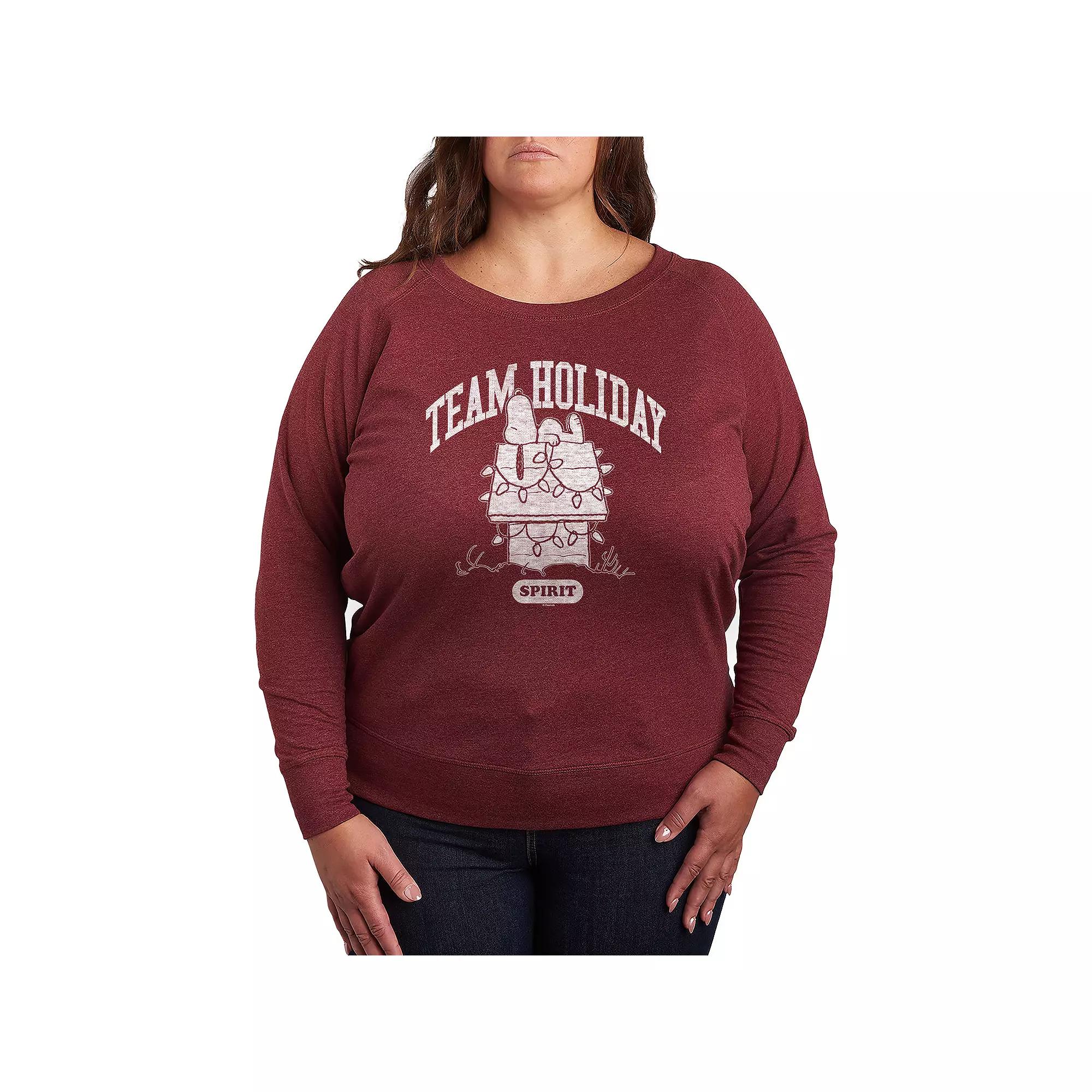 Women's Peanuts Team Holiday Spirit French Terry Long Sleeve Tee,  Product Image