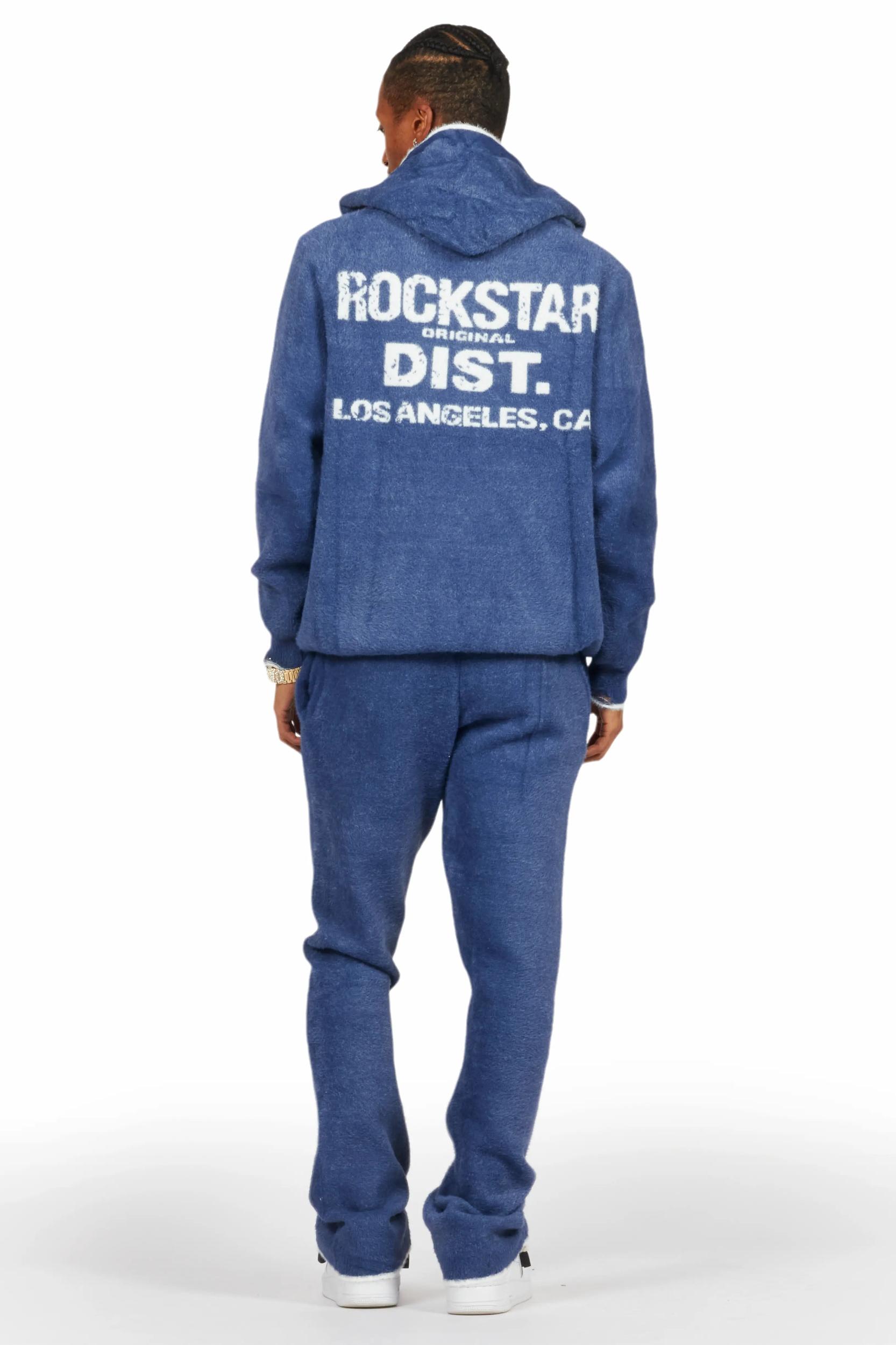 Lake Navy Mohair Knit Track Set Male Product Image