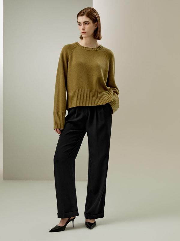 LILYSILK Cashmere Sweater Crew Neck - for Women - White Wool Cashmere - Elegant Mid-Rise Style Sweater S Product Image