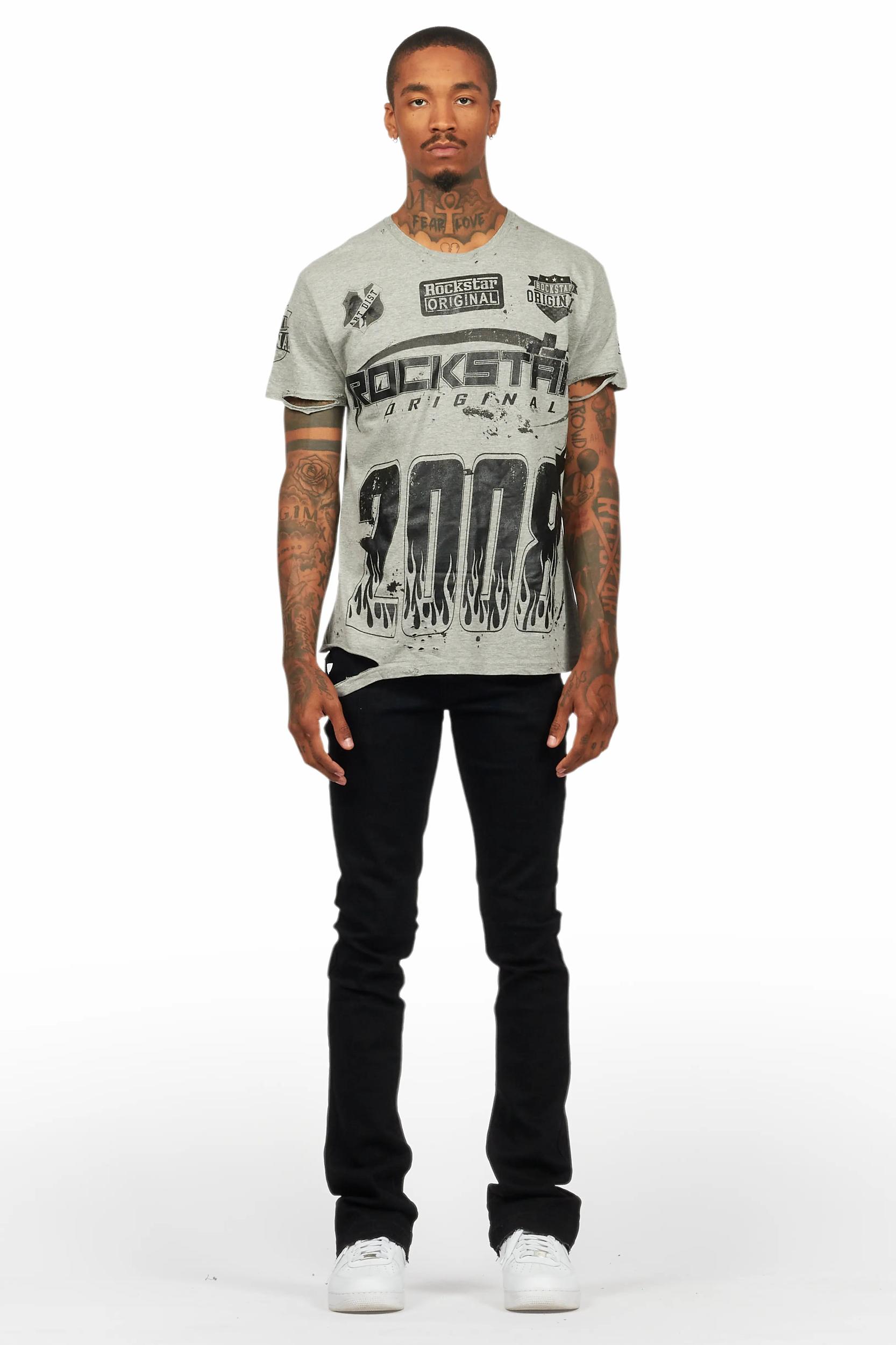 Amos Heather Grey Graphic T-Shirt Male Product Image