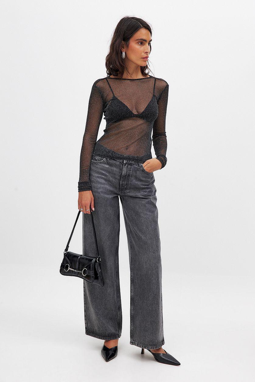 High Waist Coated Denim Product Image