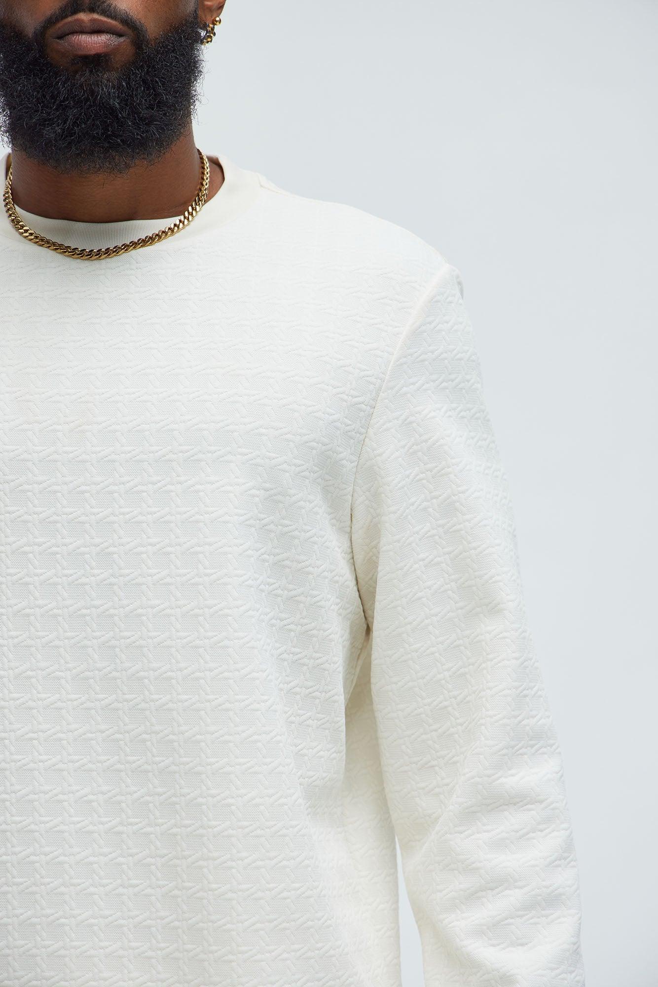 8AM Textured Long Sleeve Tee - Off White Product Image