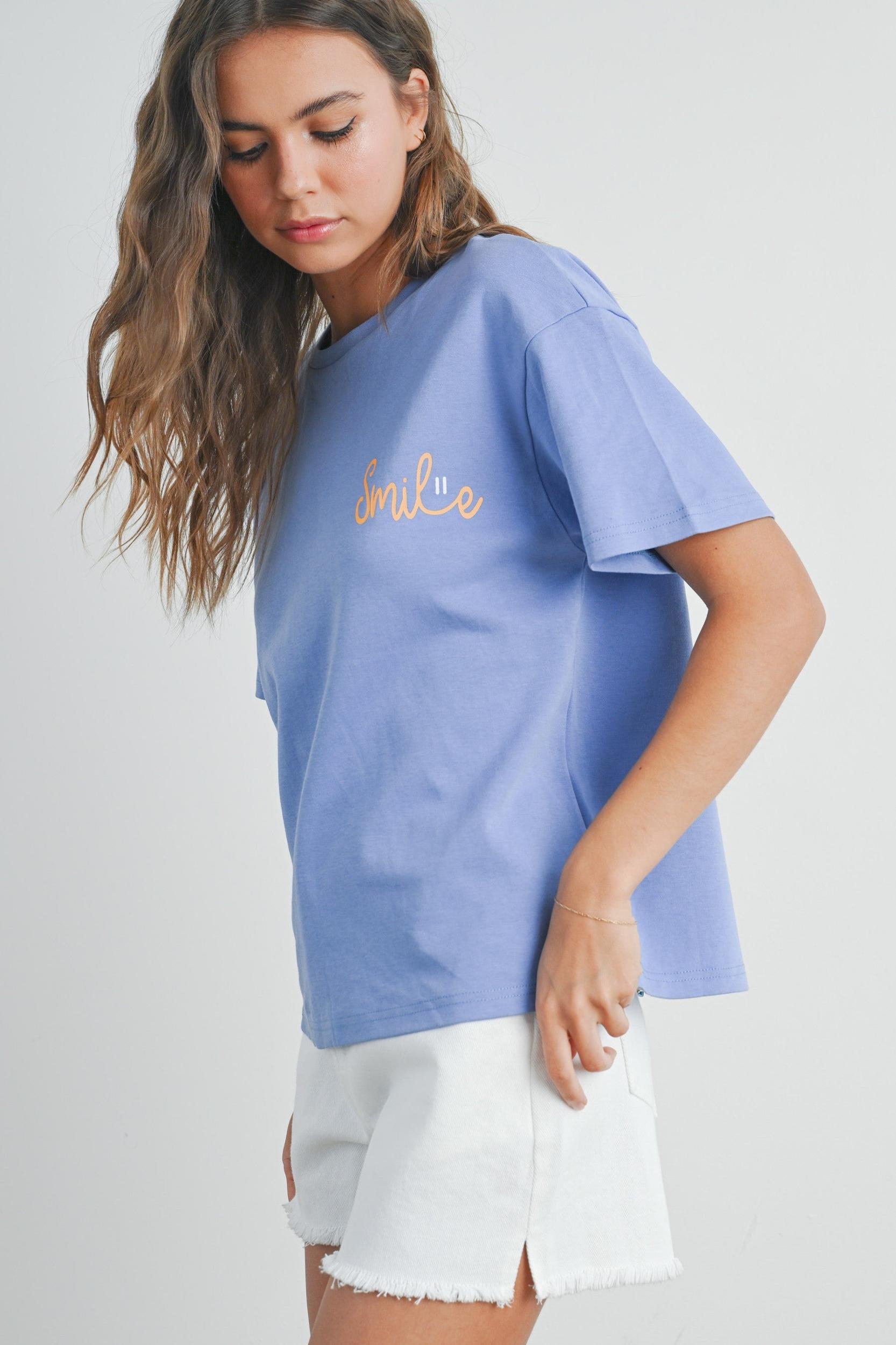 Smile Print T-shirt Product Image