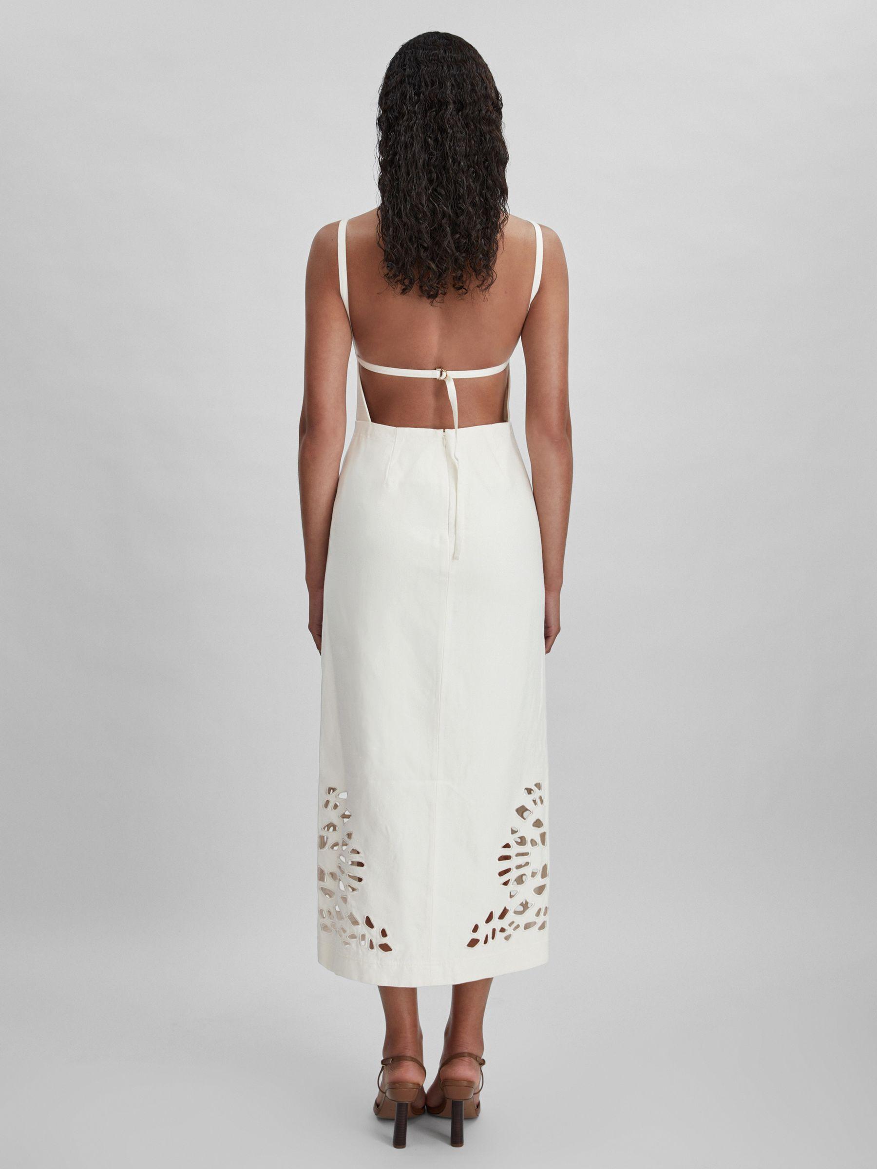Acler Linen Blend Cut-Out Midi Dress in Ivory Product Image