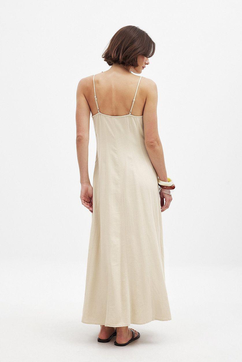 Linen Blend Seam Detail Maxi Dress Product Image