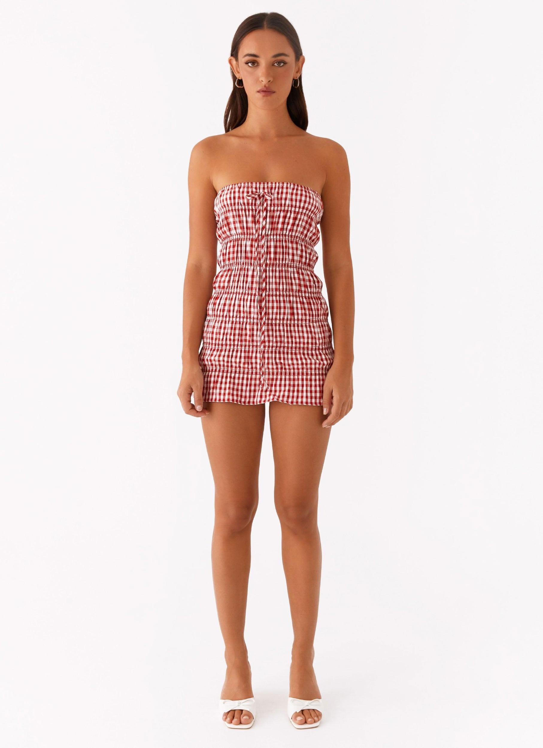 Adele Mini Dress - Red Gingham Product Image
