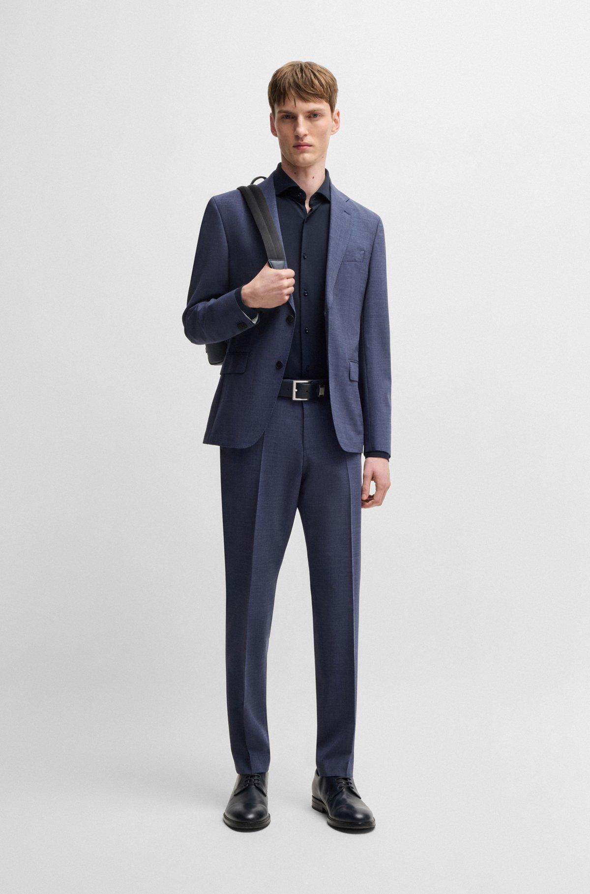 Slim-fit shirt in structured performance-stretch jersey Product Image