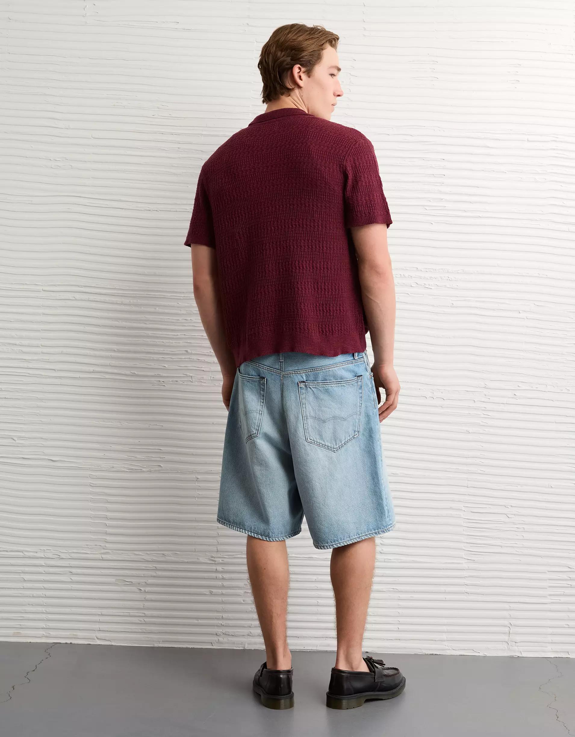 AE Weekend Button-Up Sweater Polo Shirt Product Image