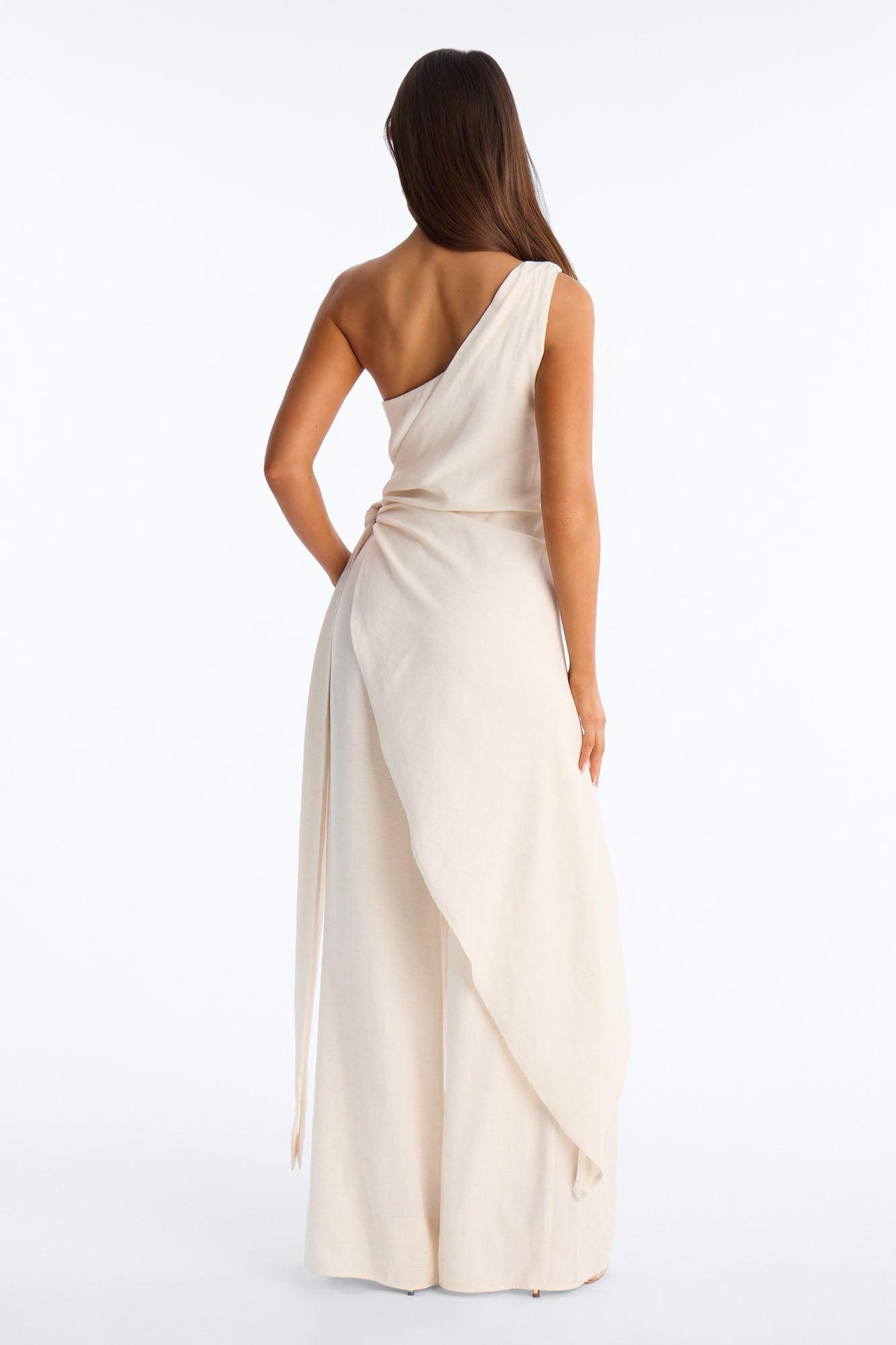 Zena Off Shoulder Draped Jumpsuit - Ivory Female Product Image
