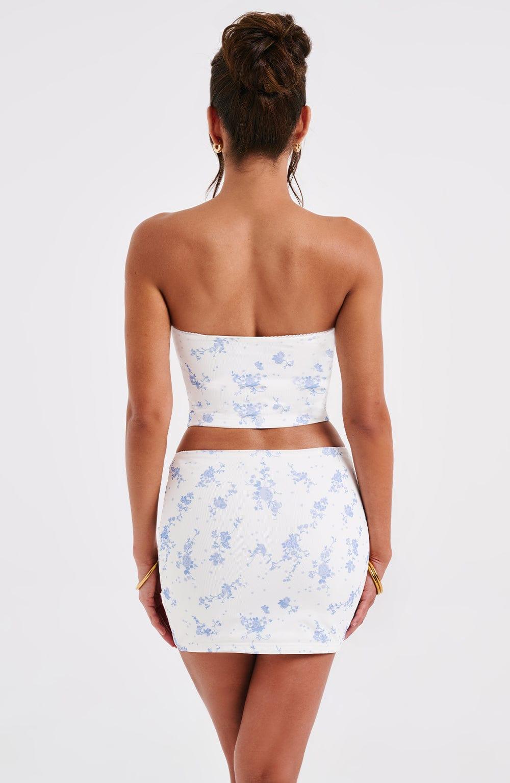 Esmeralda Mini Skirt - Blue Ditsy Print Product Image