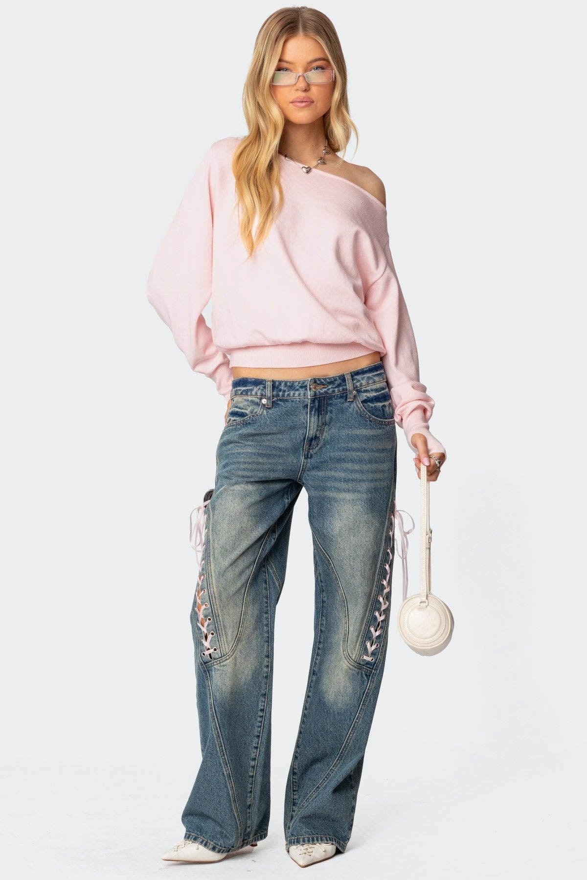 Off Shoulder Oversized Sweater Product Image