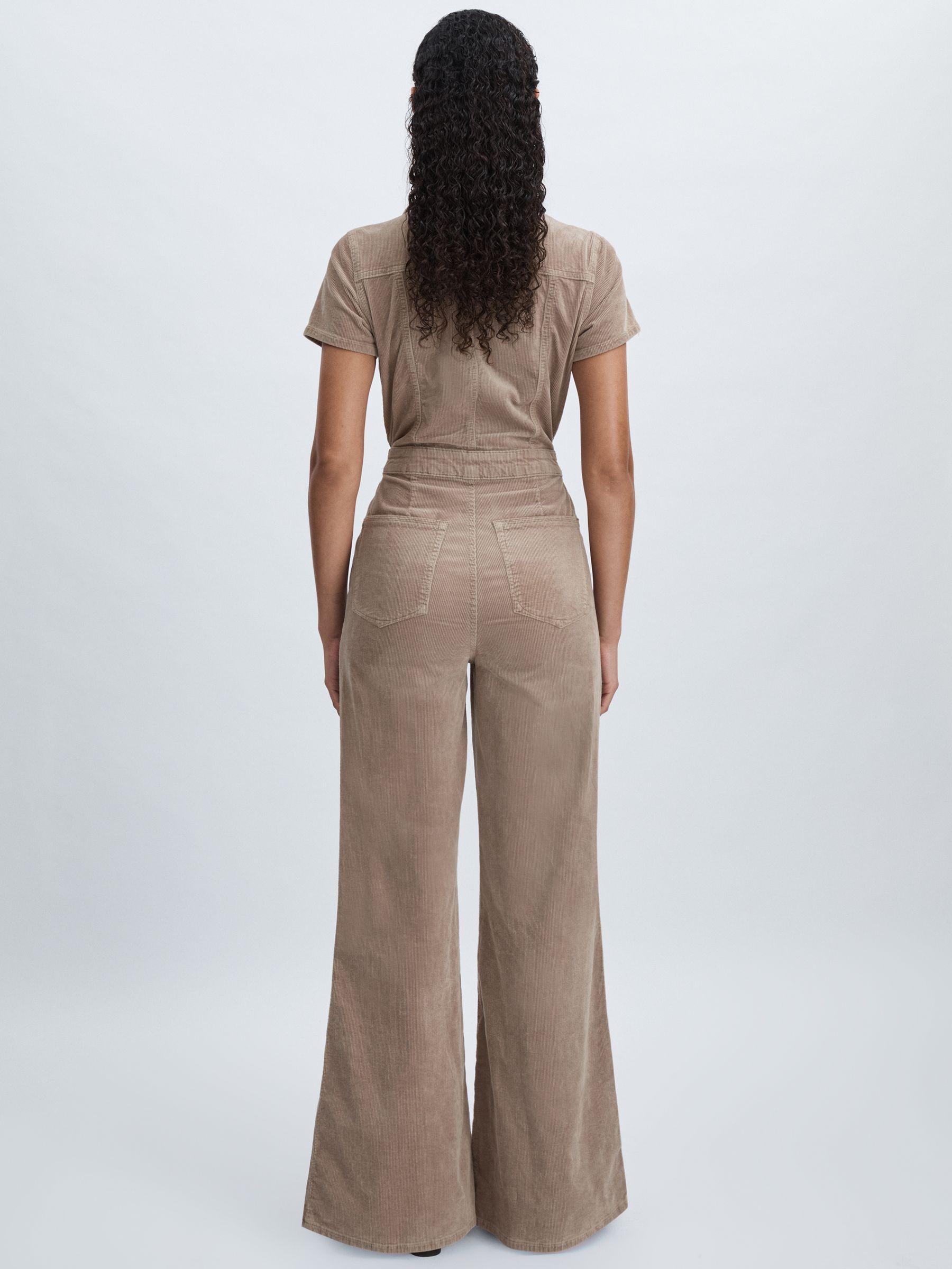 Corduroy Palazzo Jumpsuit in Beige Product Image