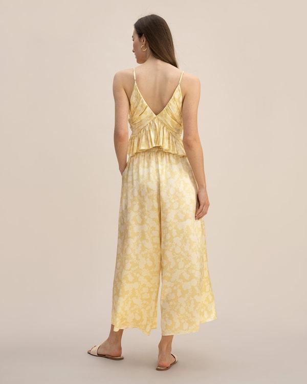 LILYSILK Women's 100% Silk Ruffle Cowl Neck Cami Top in Shadow Print, Size 4 Product Image