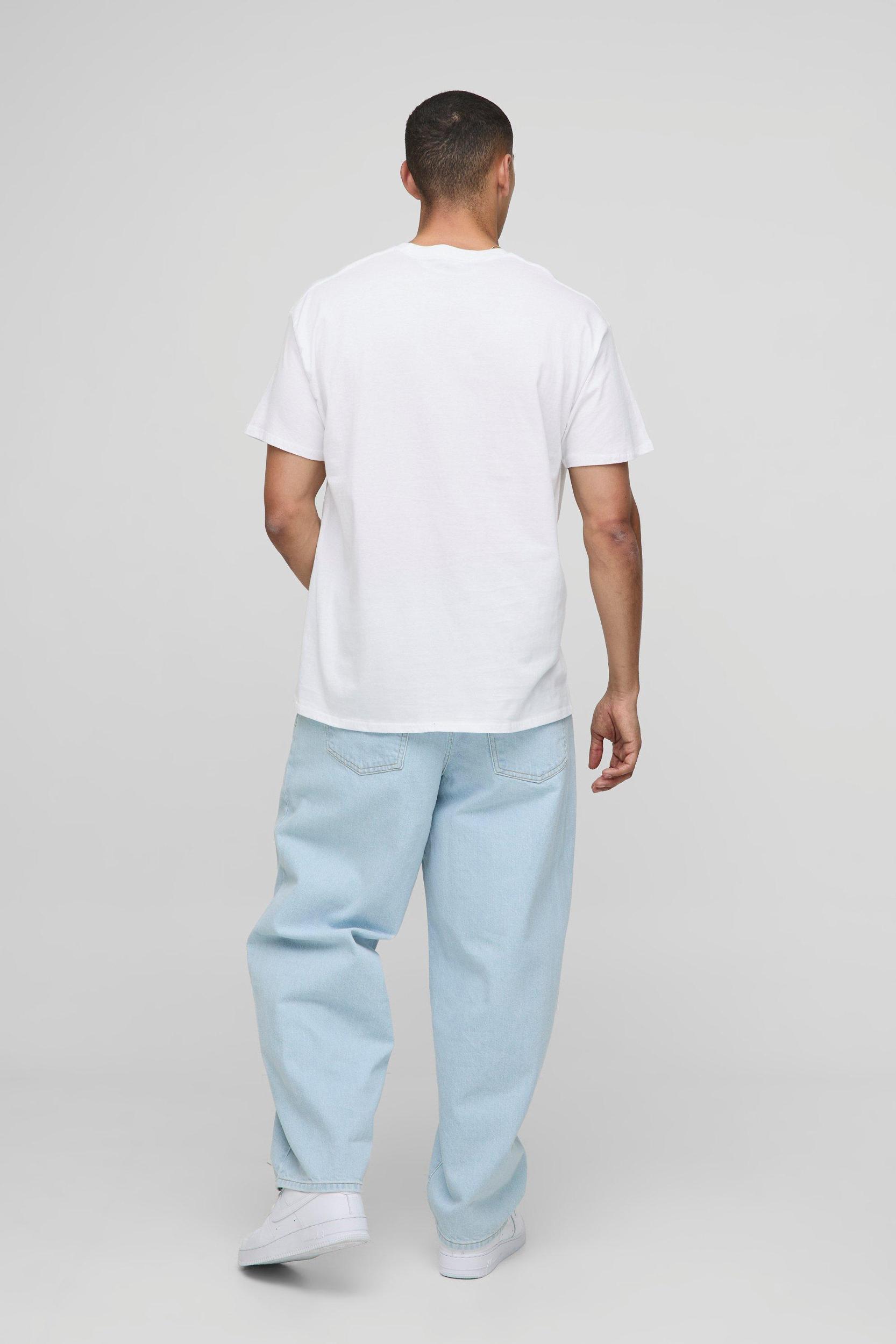 White Oversized Embroidered MAN T-Shirt | boohooMAN USA Product Image