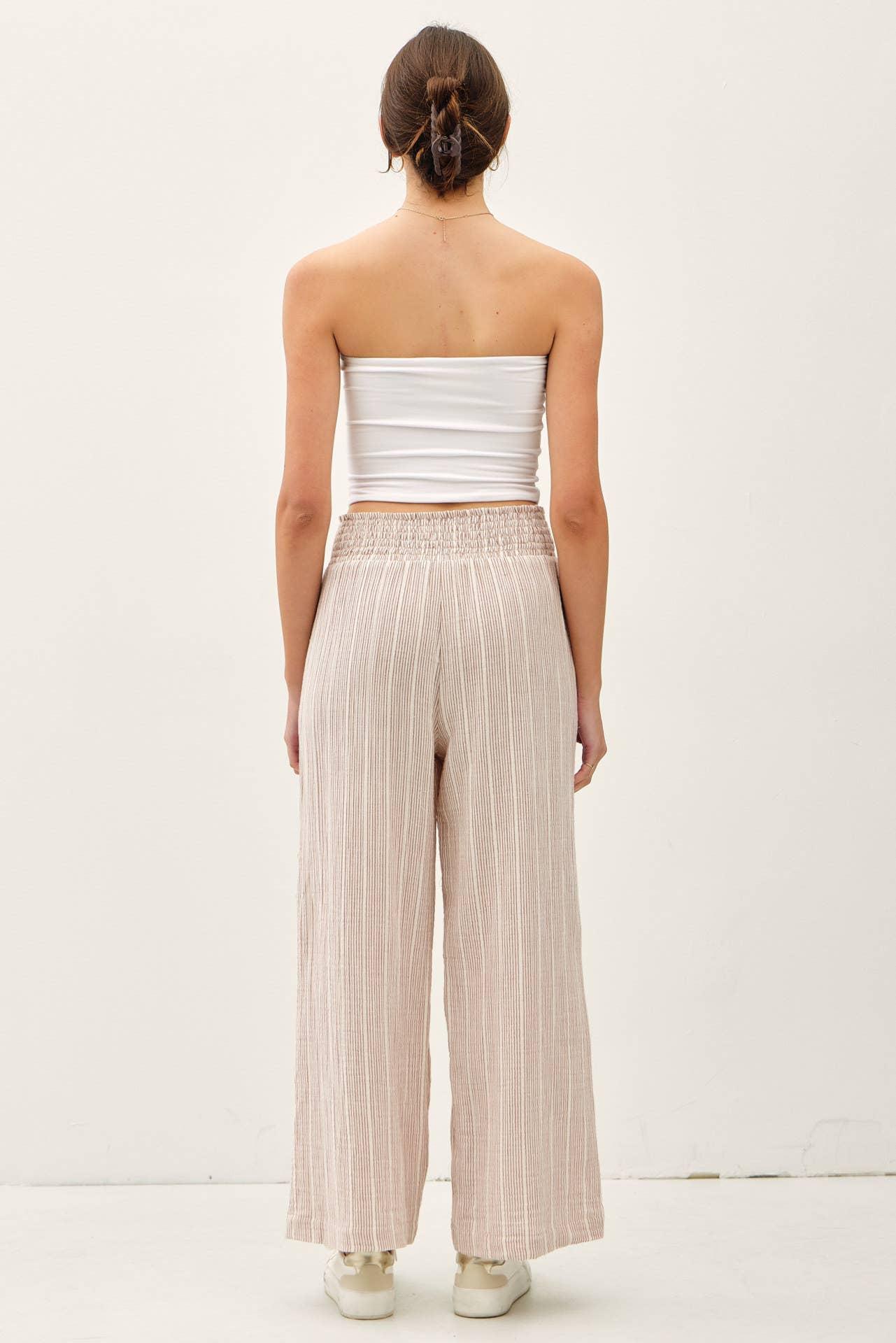 WARMER WEATHER PINSTRIPE GAUZE PANTS Product Image