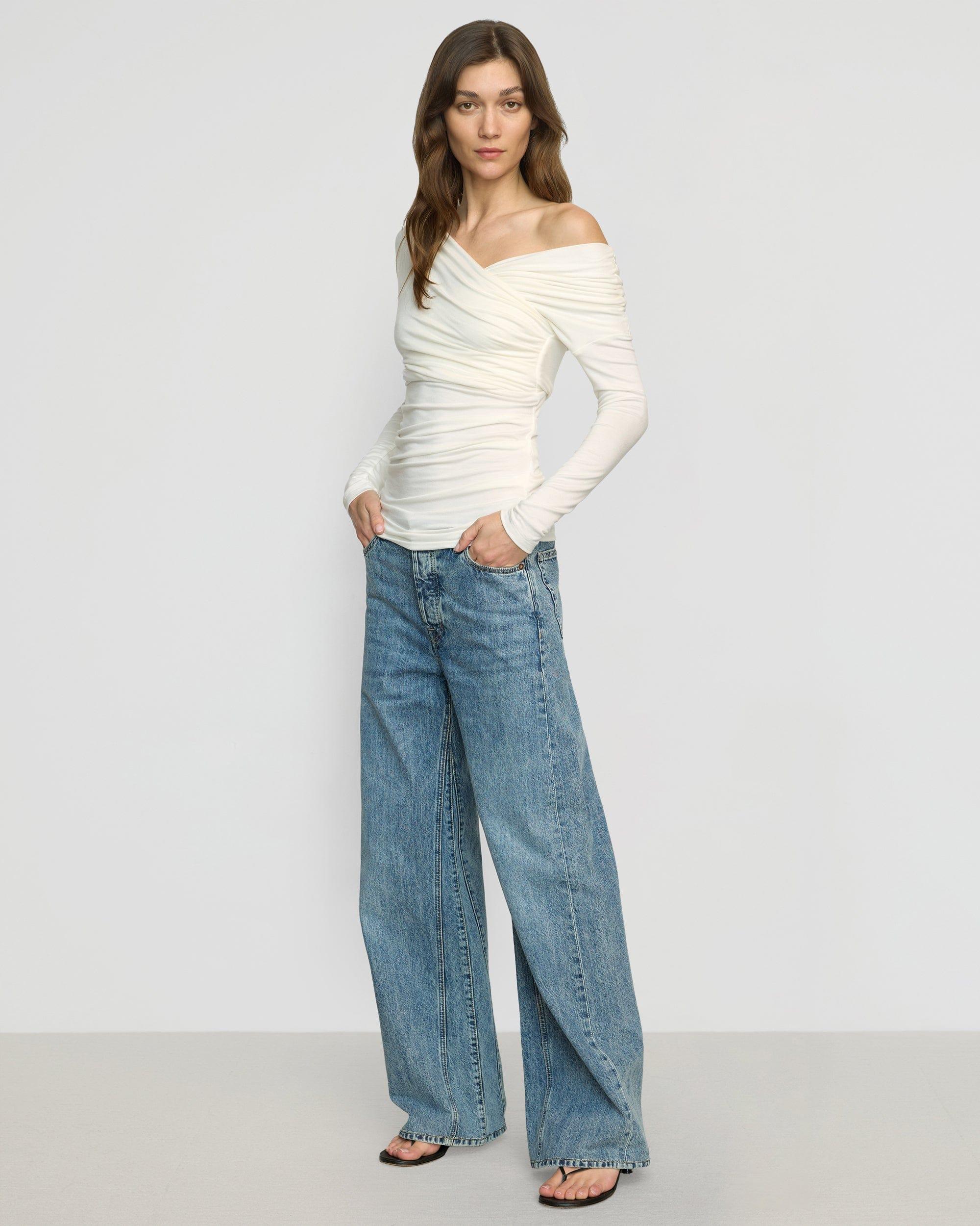 Theresa Ruched Off-Shoulder Long-Sleeve Tee Product Image