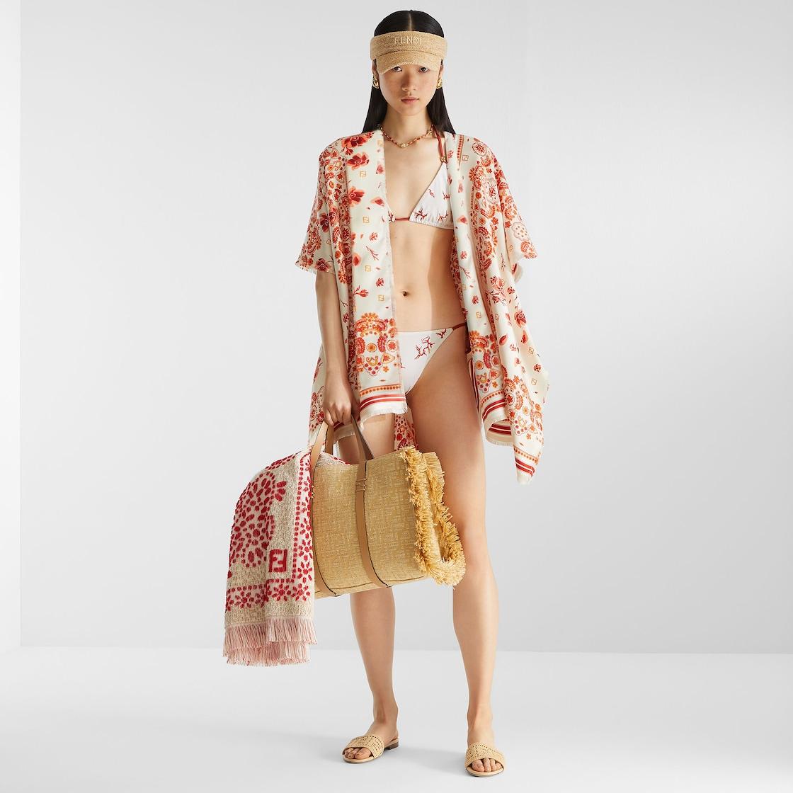 Bikini BottomWhite Lycra® bikini bottom with coral print Product Image