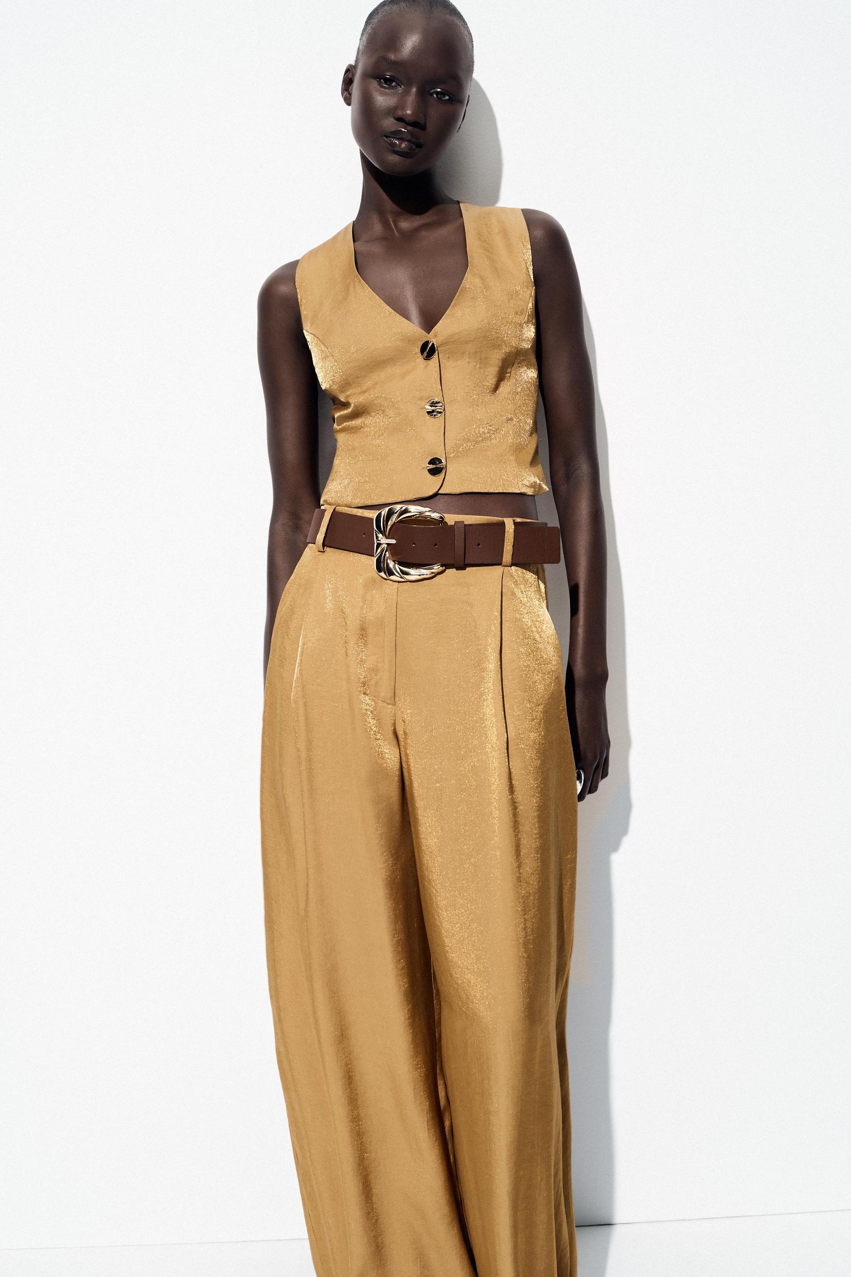 GOLD BUTTON SATIN EFFECT TOP Product Image