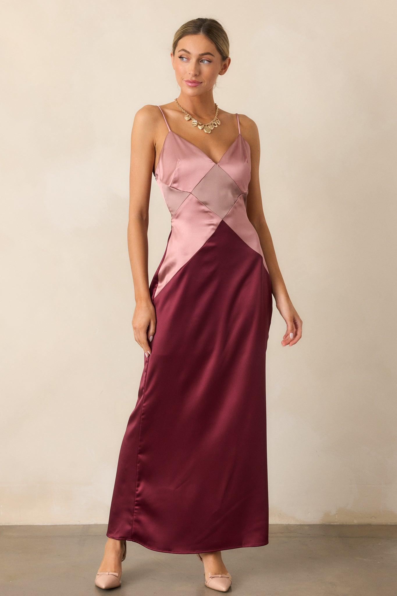 Celestial Skies Mauve Mist Satin Maxi Dress Product Image