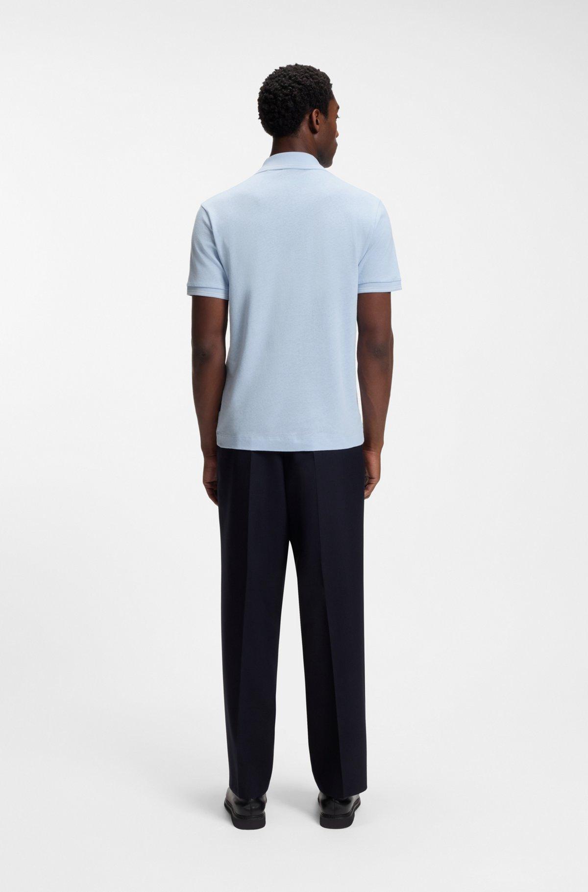 Johnny-collar polo shirt in cotton and linen Product Image