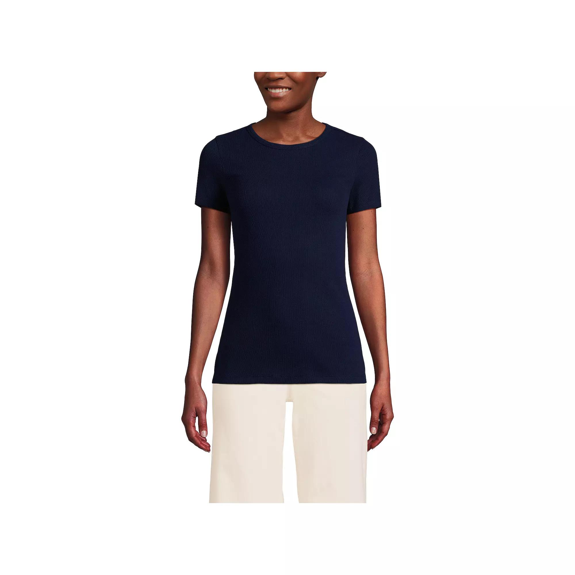 Women's Lands' End Women's Micro Rib Tee,  Product Image
