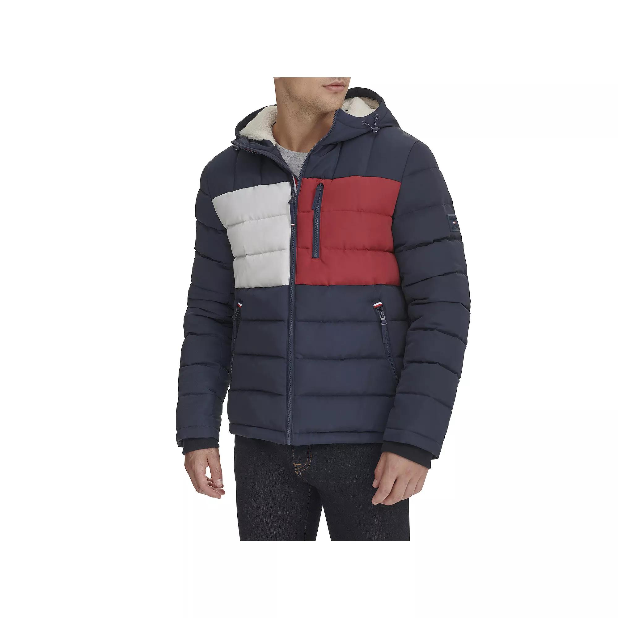 Men's Tommy Hilfiger Hooded Puffer Jacket with Sherpa Lined Hood,  Product Image