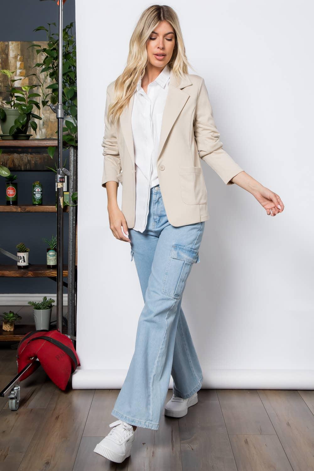 Ponte One Button Pocket Blazer Product Image