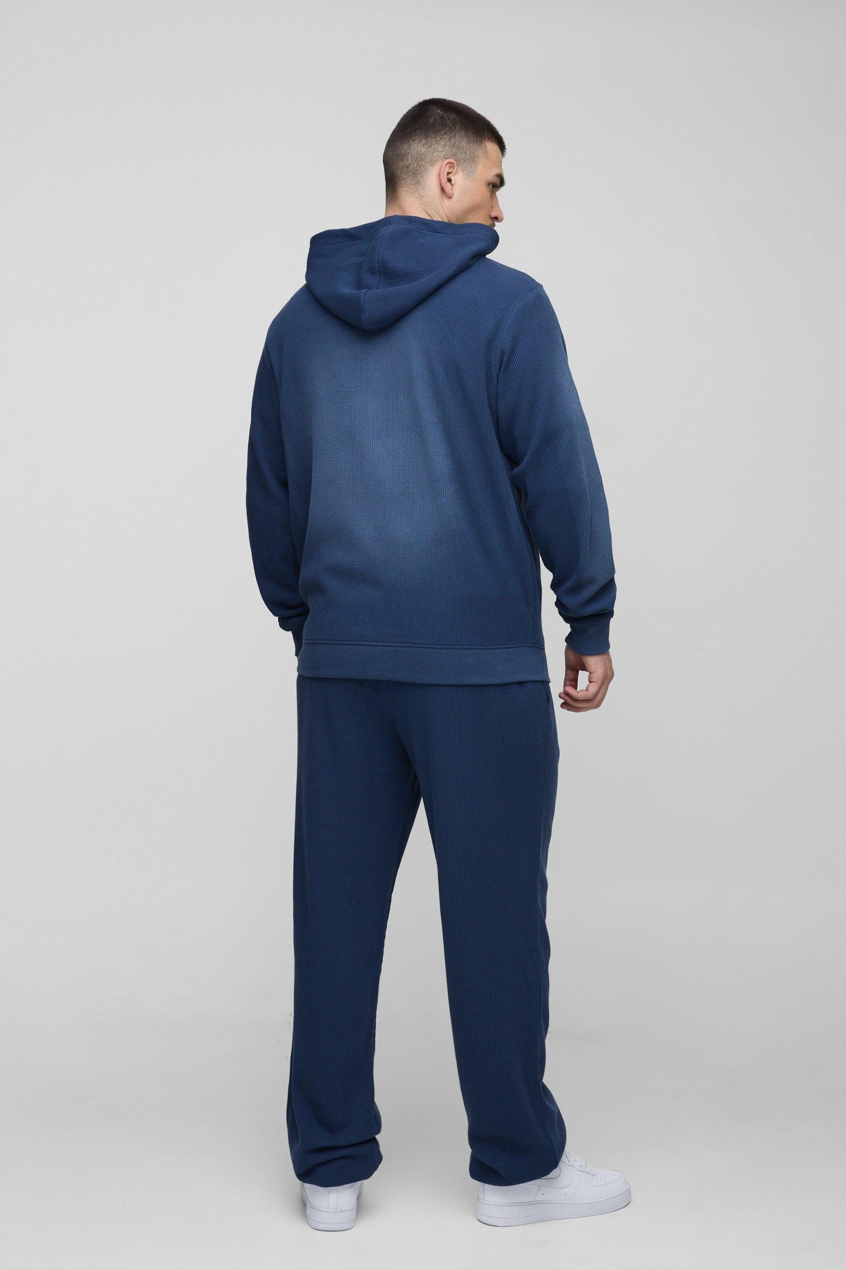 Tall Spray Wash Waffle Graphic Oversized Sweatpants | boohooMAN USA Product Image