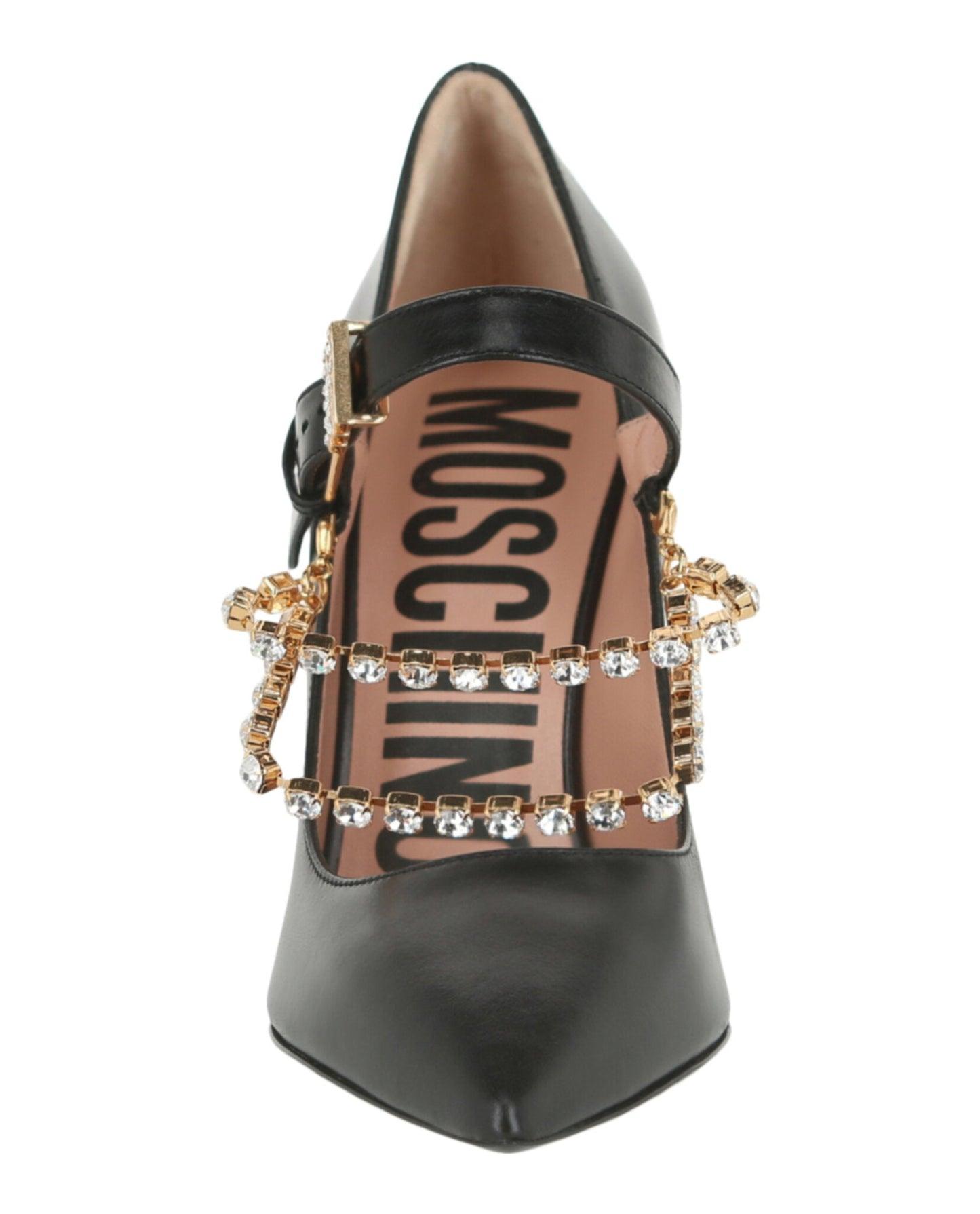 Moschino Rhinestone-Embellished Leather Pumps Female Product Image