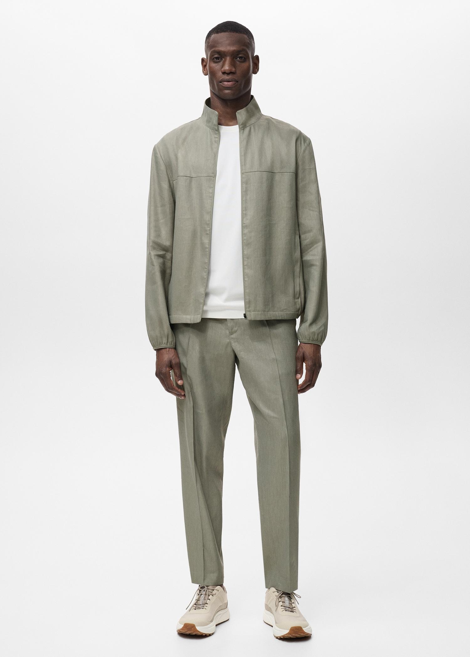 Pleated linen pants - Men | MANGO USA Product Image