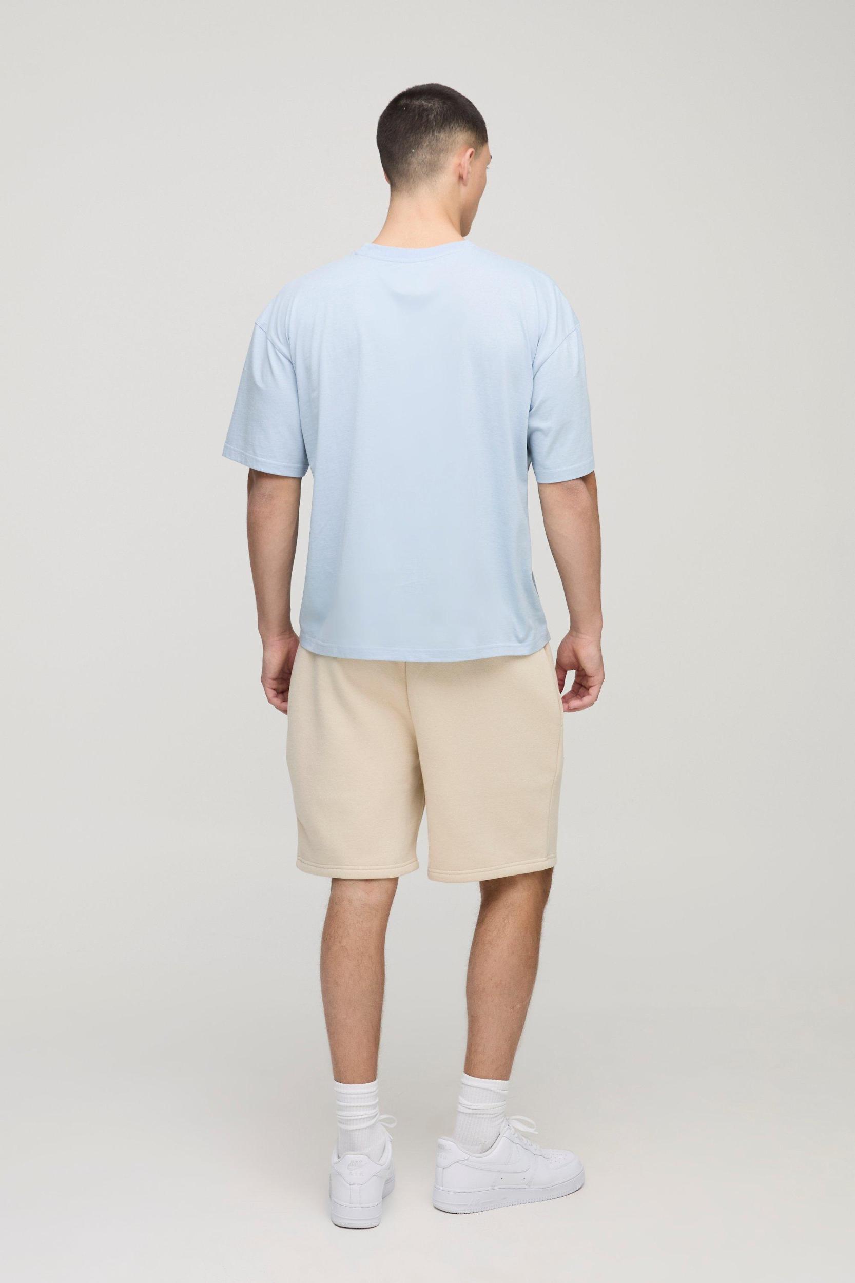 Oversized Boxy Homme Embroidered T-Shirt & Short Set | boohooMAN USA Product Image