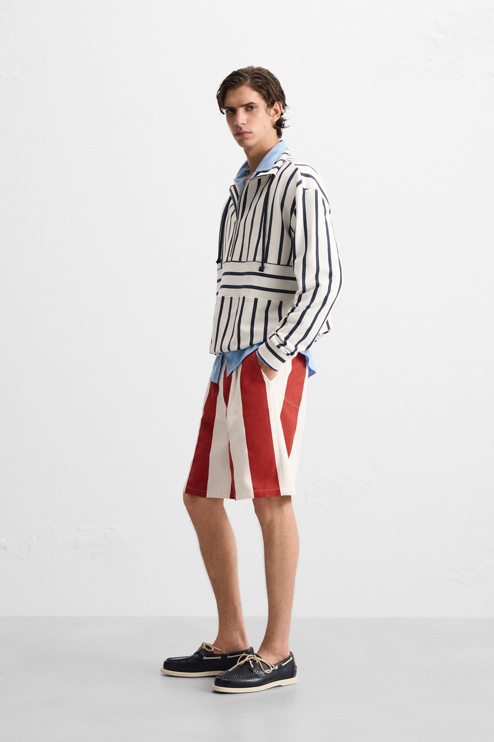 STRIPED QUARTER-ZIP SWEATSHIRT Product Image