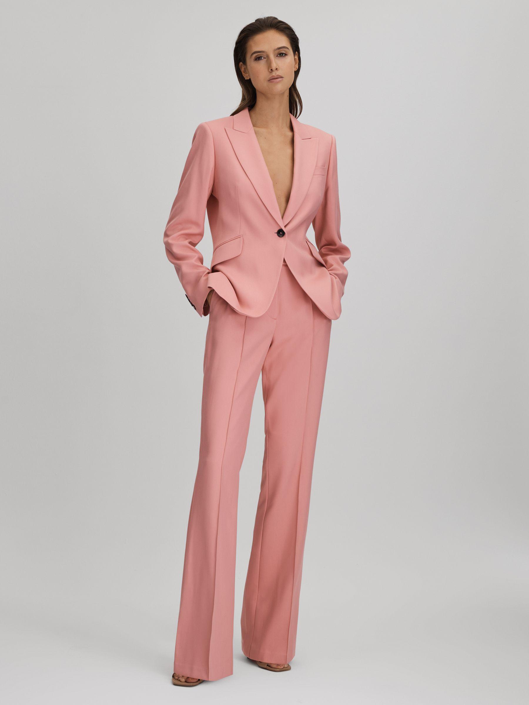 Tailored Single Breasted Suit Blazer in Pink Product Image