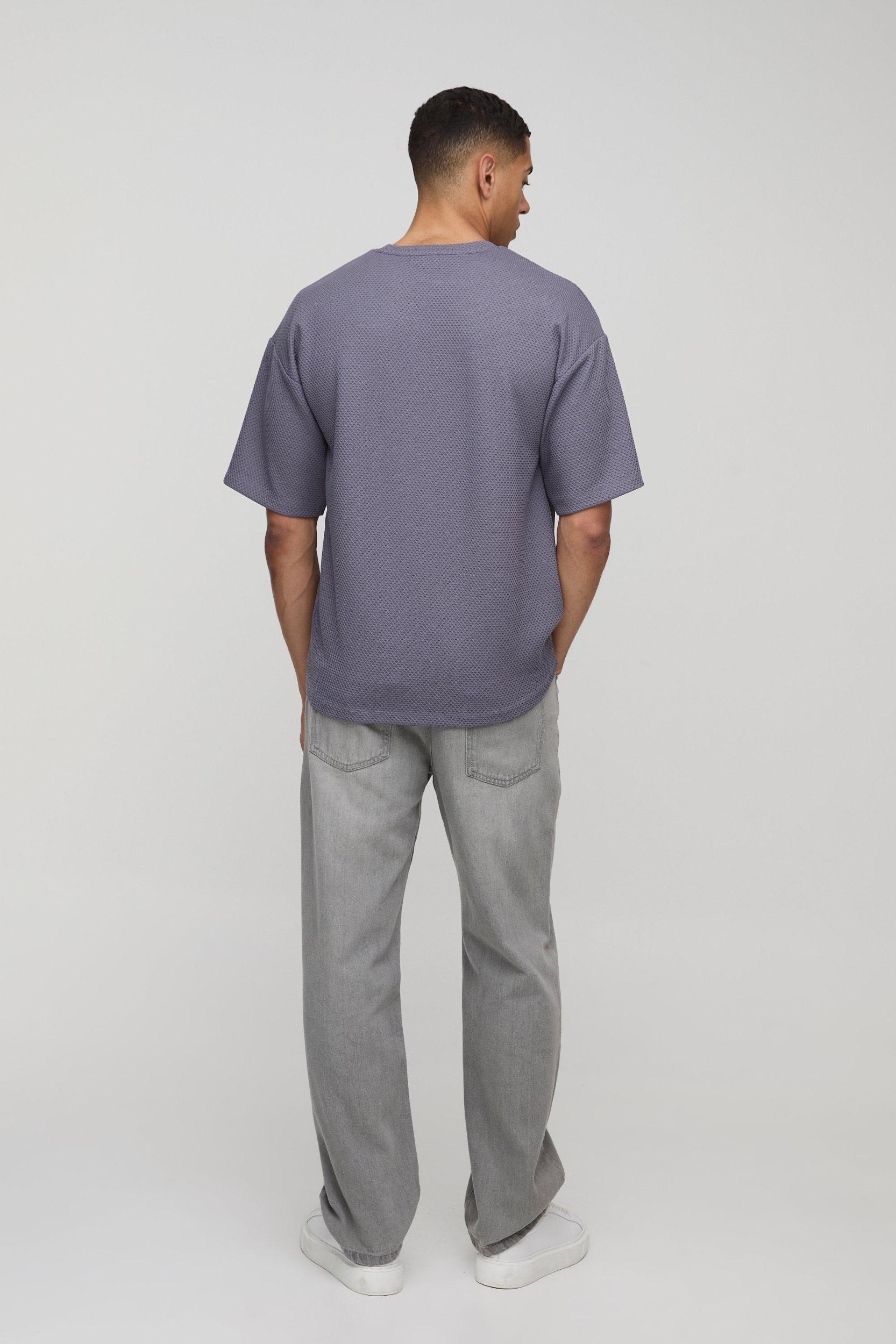 Regular Fit Textured Drop Shoulder T-Shirt | boohooMAN USA Product Image