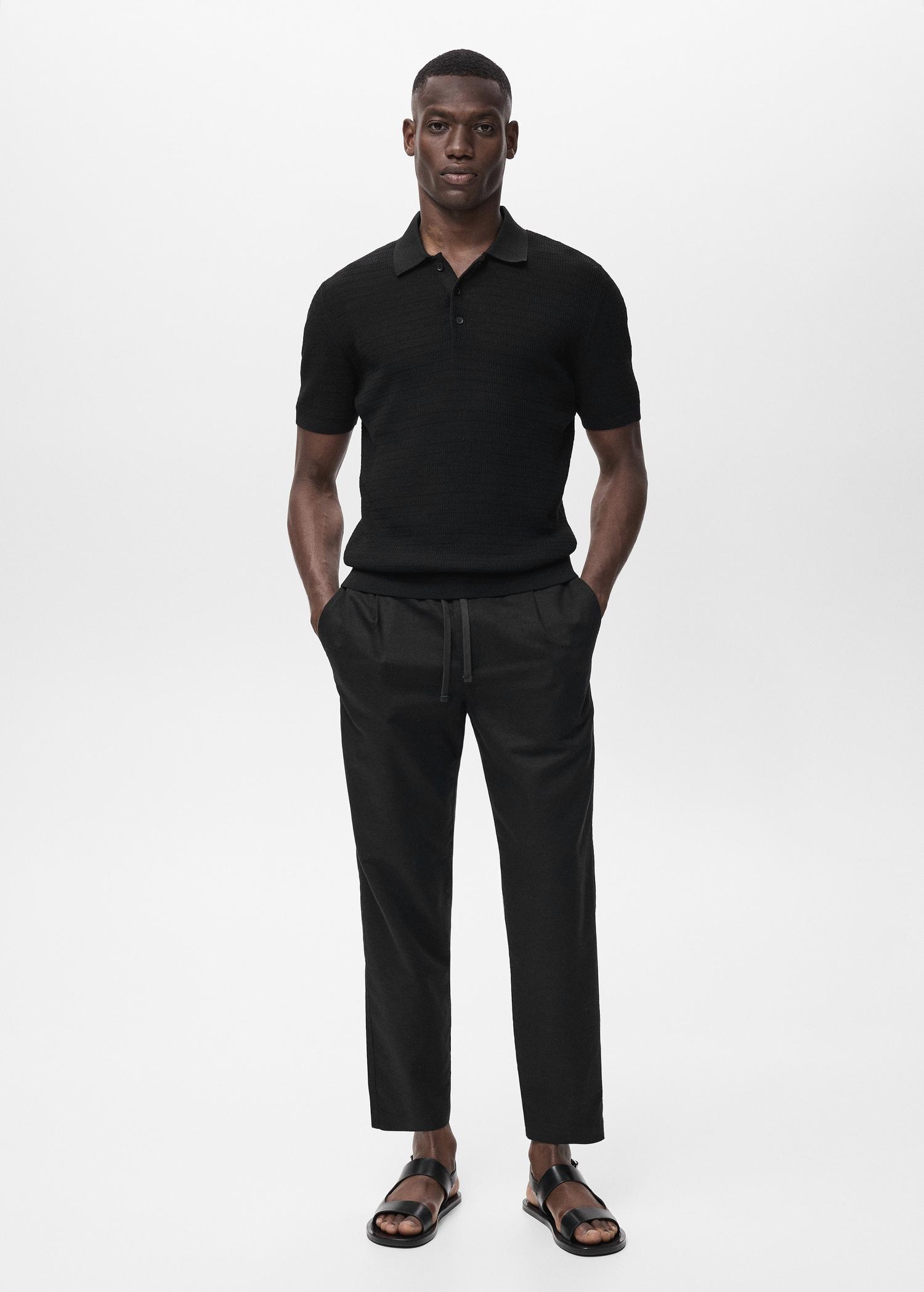 Slim-fit pants with drawstring - Men | MANGO USA Product Image
