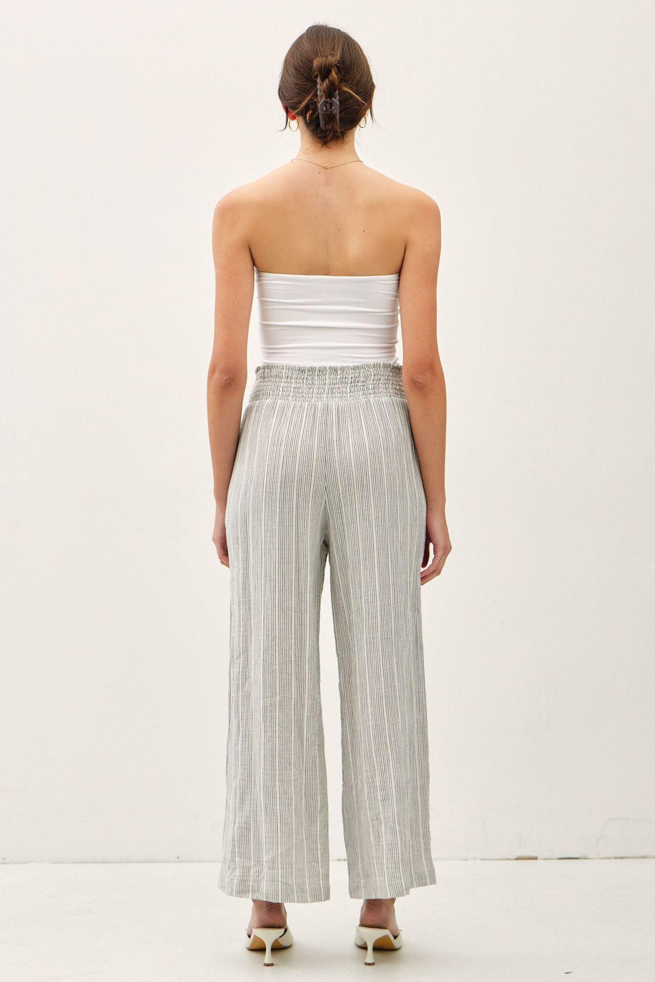 WARMER WEATHER PINSTRIPE GAUZE PANTS Product Image