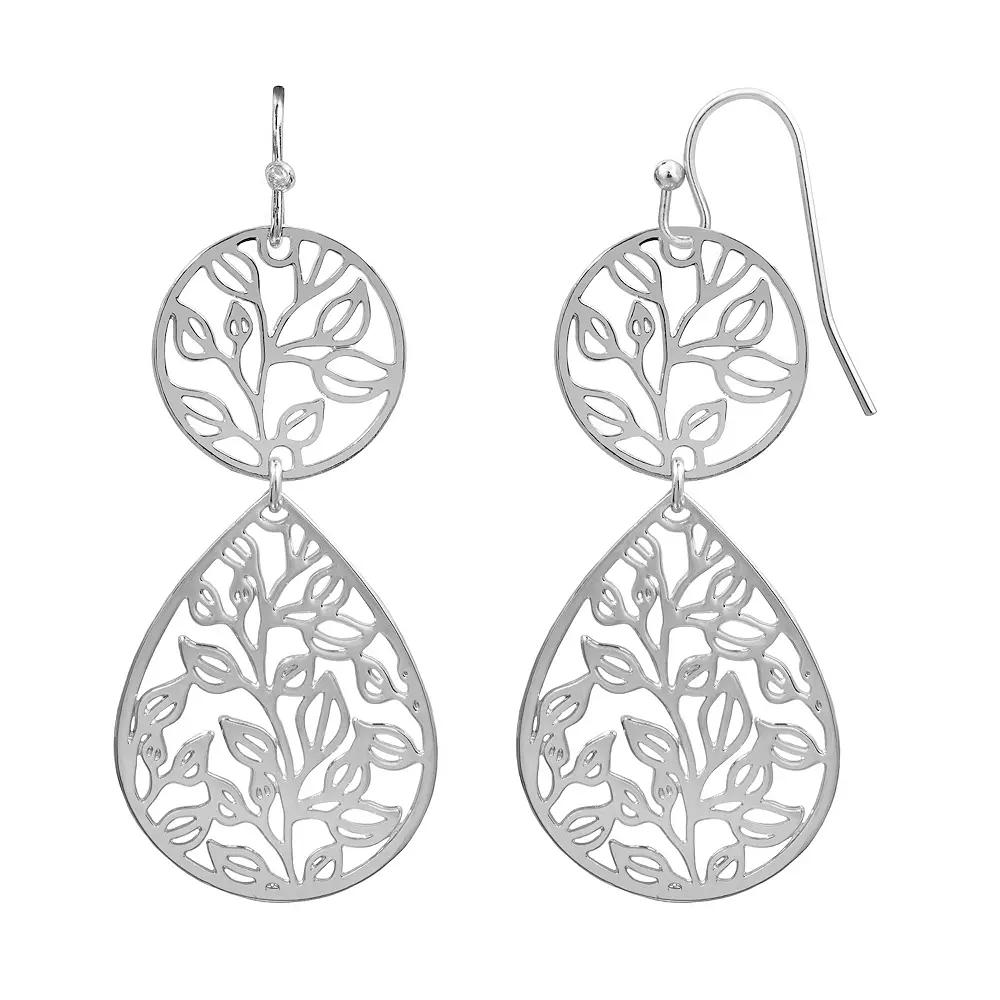 LC Lauren Conrad Filigree Teardrop Earrings, Women's, Silver Tone Product Image