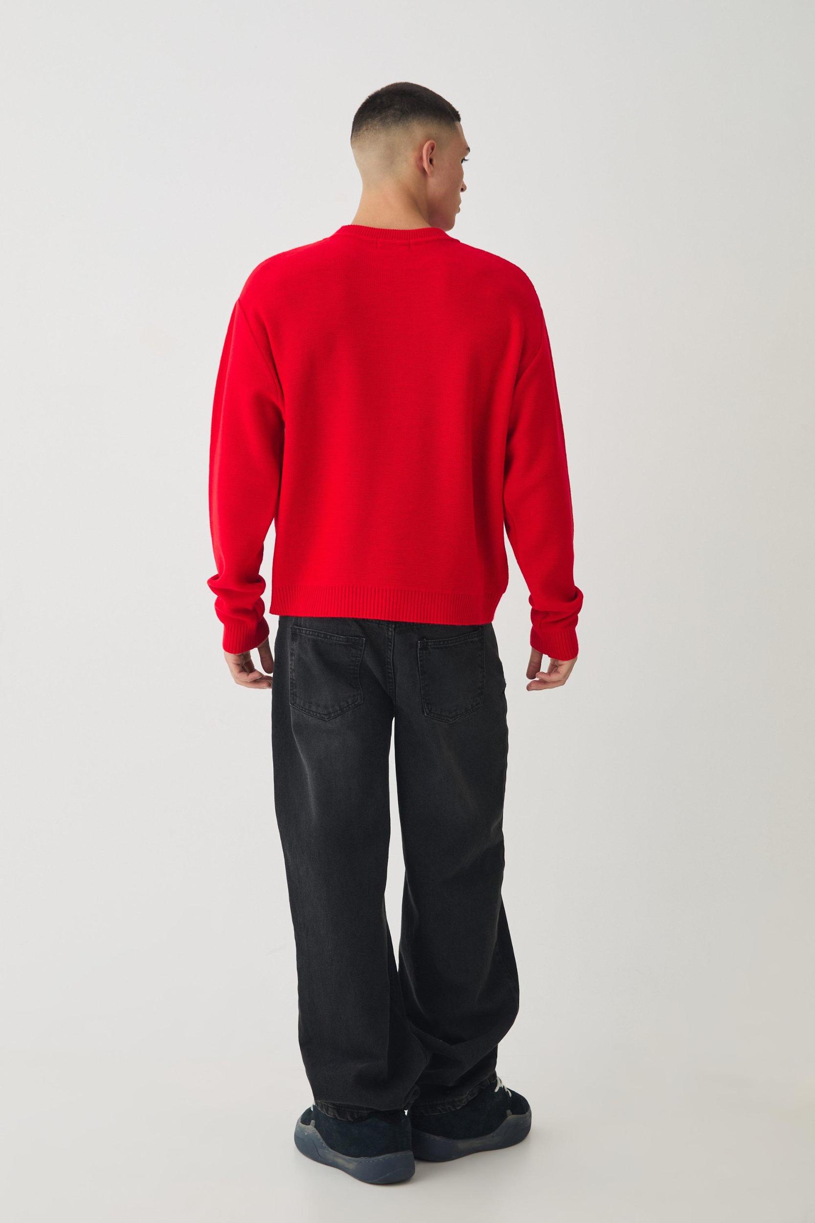 Oversized Reverse Knit Halloween Sweater | boohooMAN USA Product Image