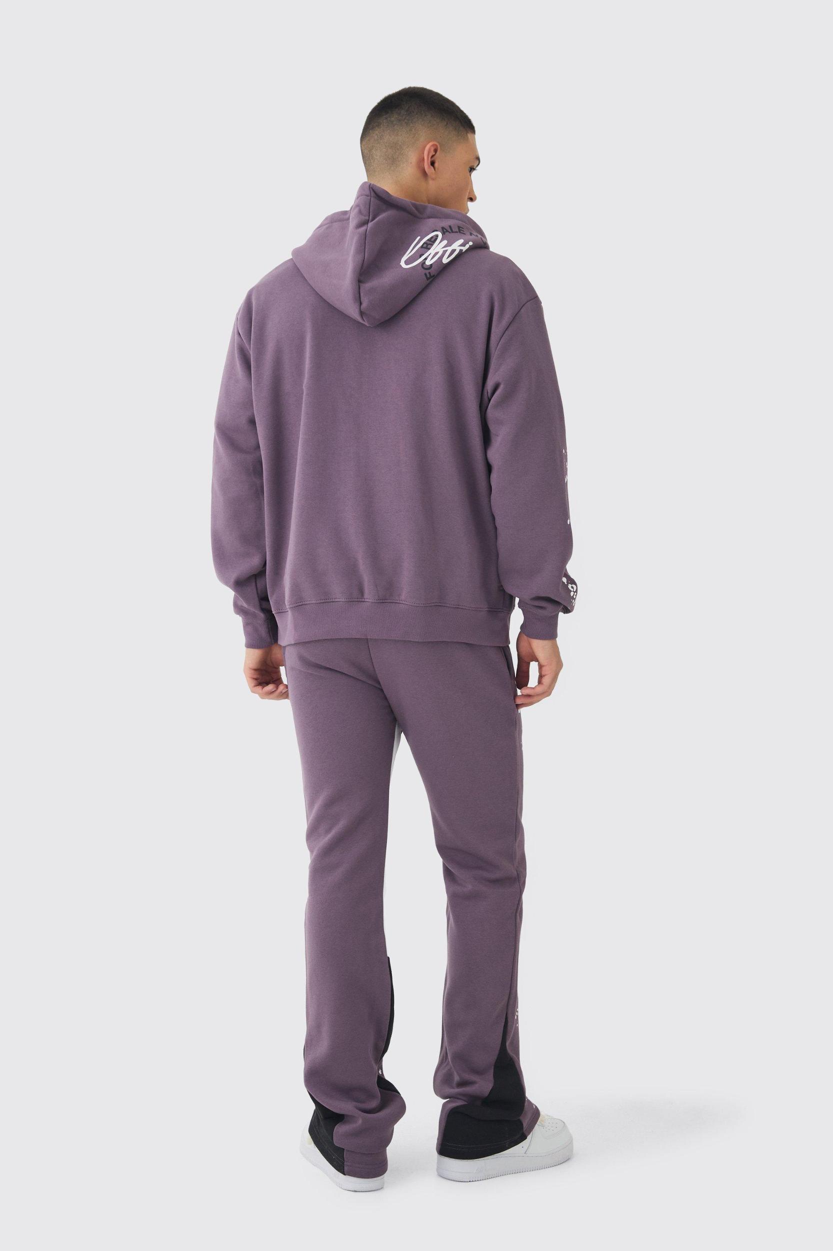 Oversized Graffiti Paint Splatter Gusset Tracksuit | boohooMAN USA Product Image