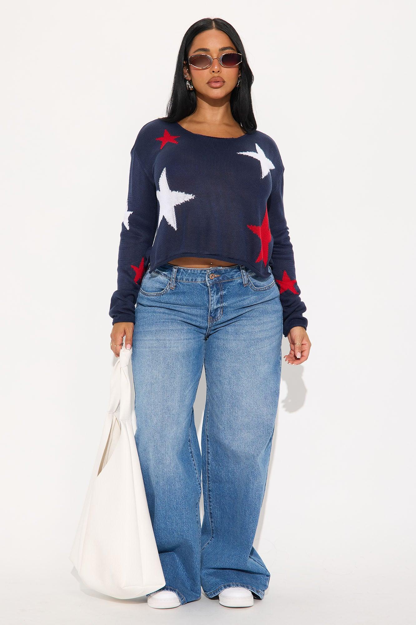USA Stars Pullover Sweater  - Navy/combo Product Image