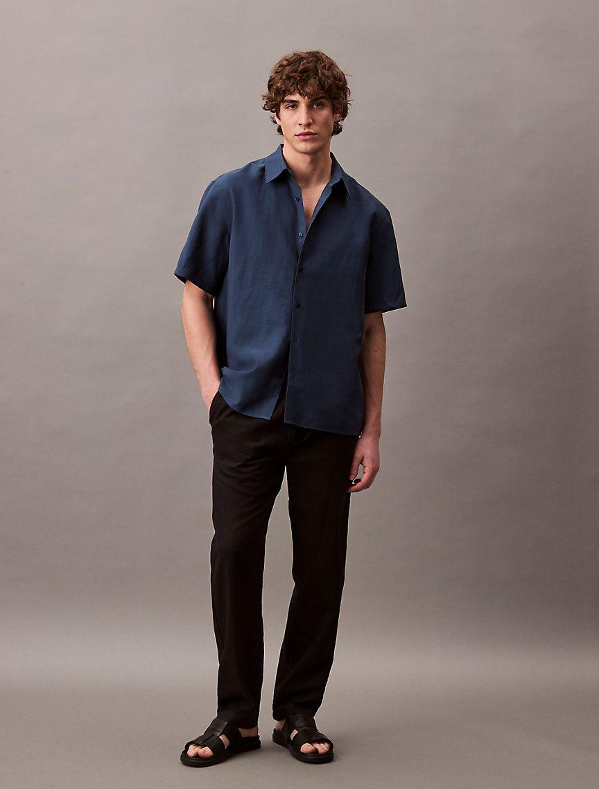 Lyocell Blend Relaxed Button-Down Shirt Product Image