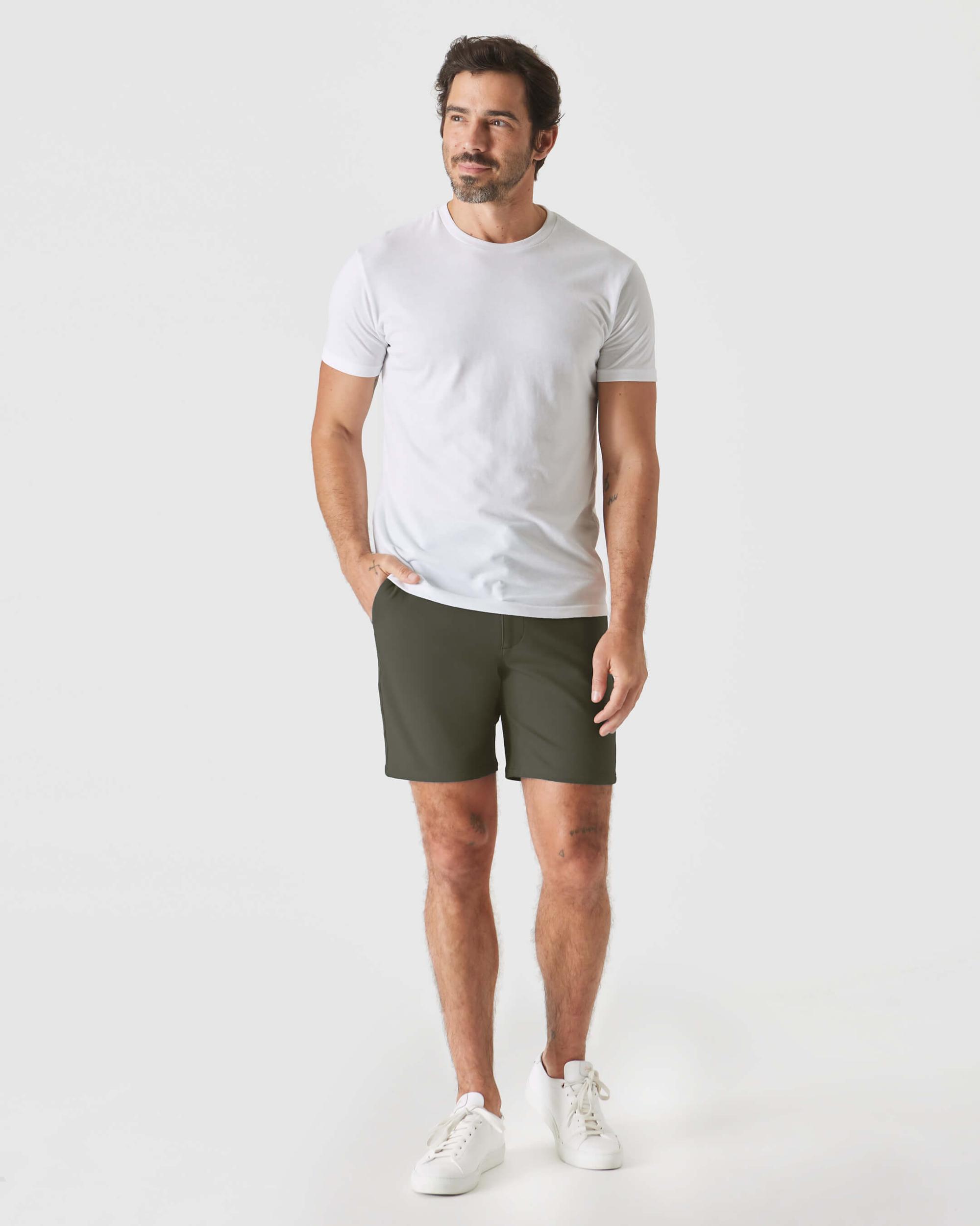 7" Military Green Comfort Knit Chino Shorts Product Image